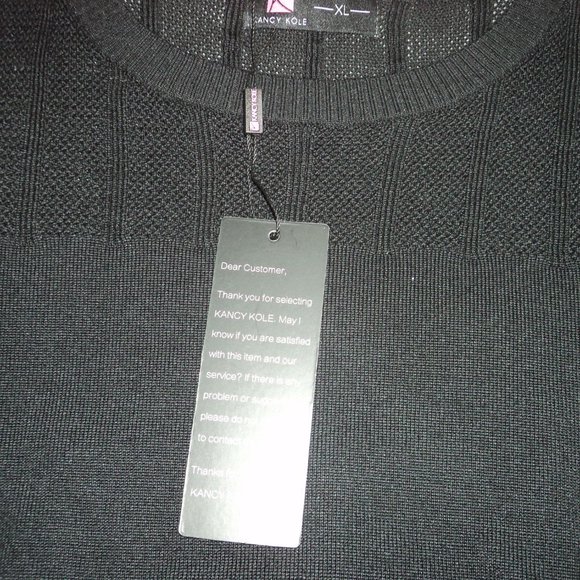 Women's Black SS Crew Neck Sweater Mesh Top Portion **NWT* - Picture 4 of 6
